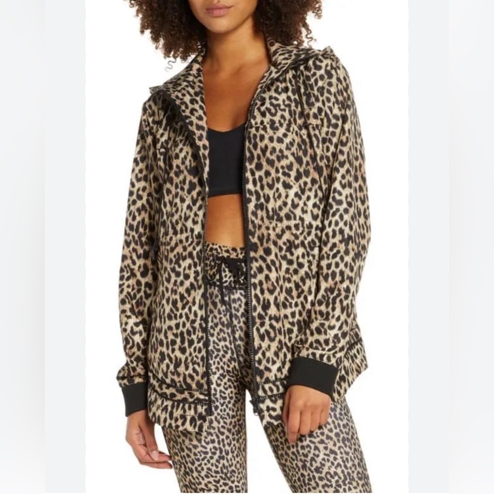 The Upside Leo Ash Leopard Hooded Active Jacket Size Large